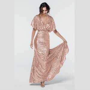 Watters Elson Sequin Gown in Rosegold s. 12